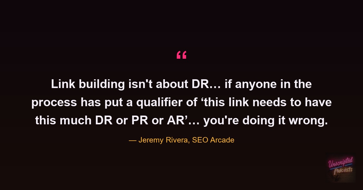 Jeremy Rivera quote on why a DR threshold is the wrong qualifier for a link