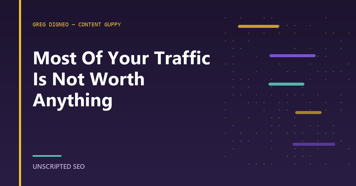 A title card for the point that only a small fraction of a site's monthly visitors are commercially valuable to the business.