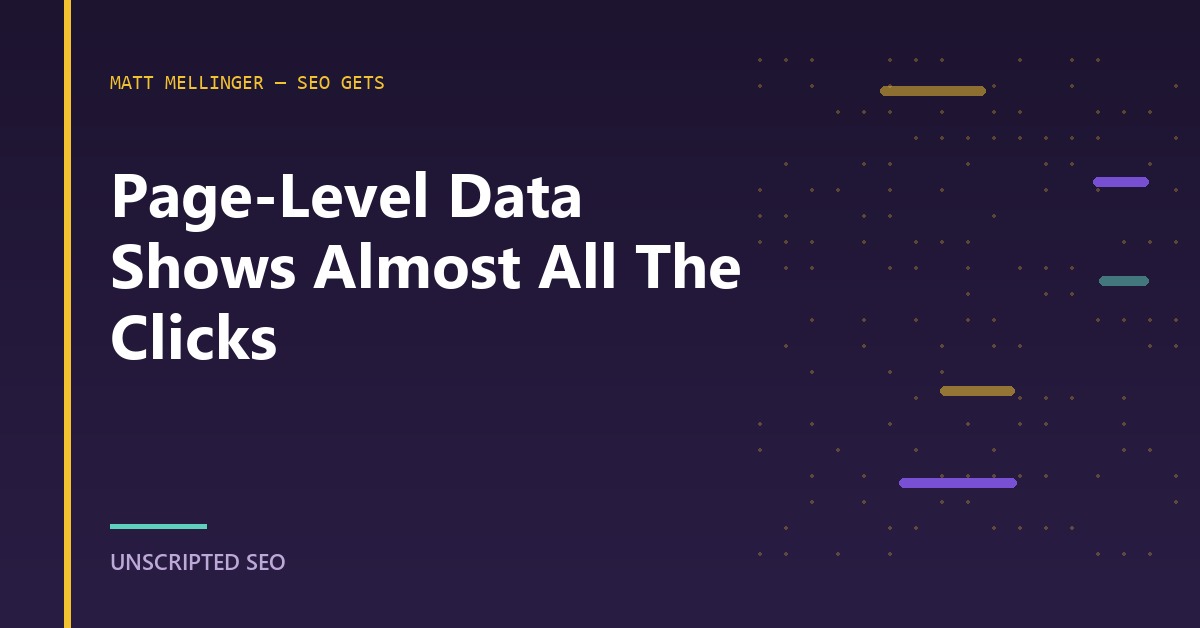 A Search Console page-level report where the top handful of URLs account for nearly every recorded click.