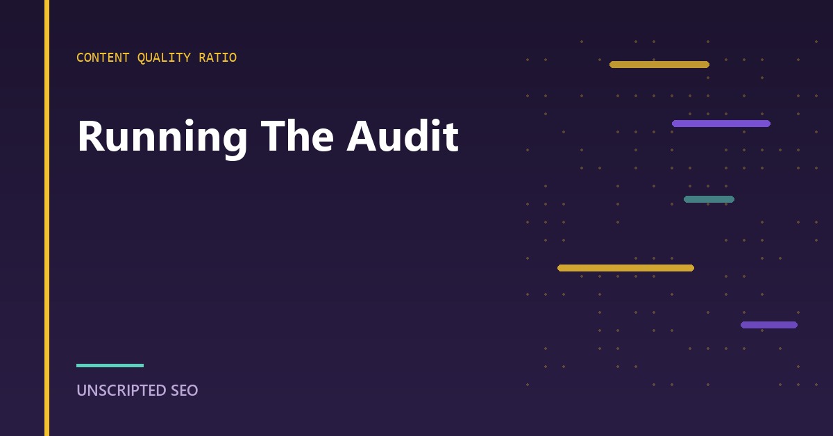 A content audit sheet pairing each URL with twelve months of clicks, its last update date, and its internal and external link counts.