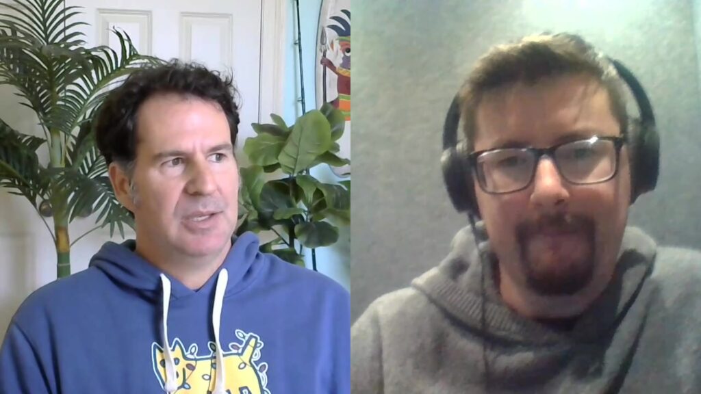 Andre Savoie and Jeremy Rivera recording the Unscripted SEO podcast